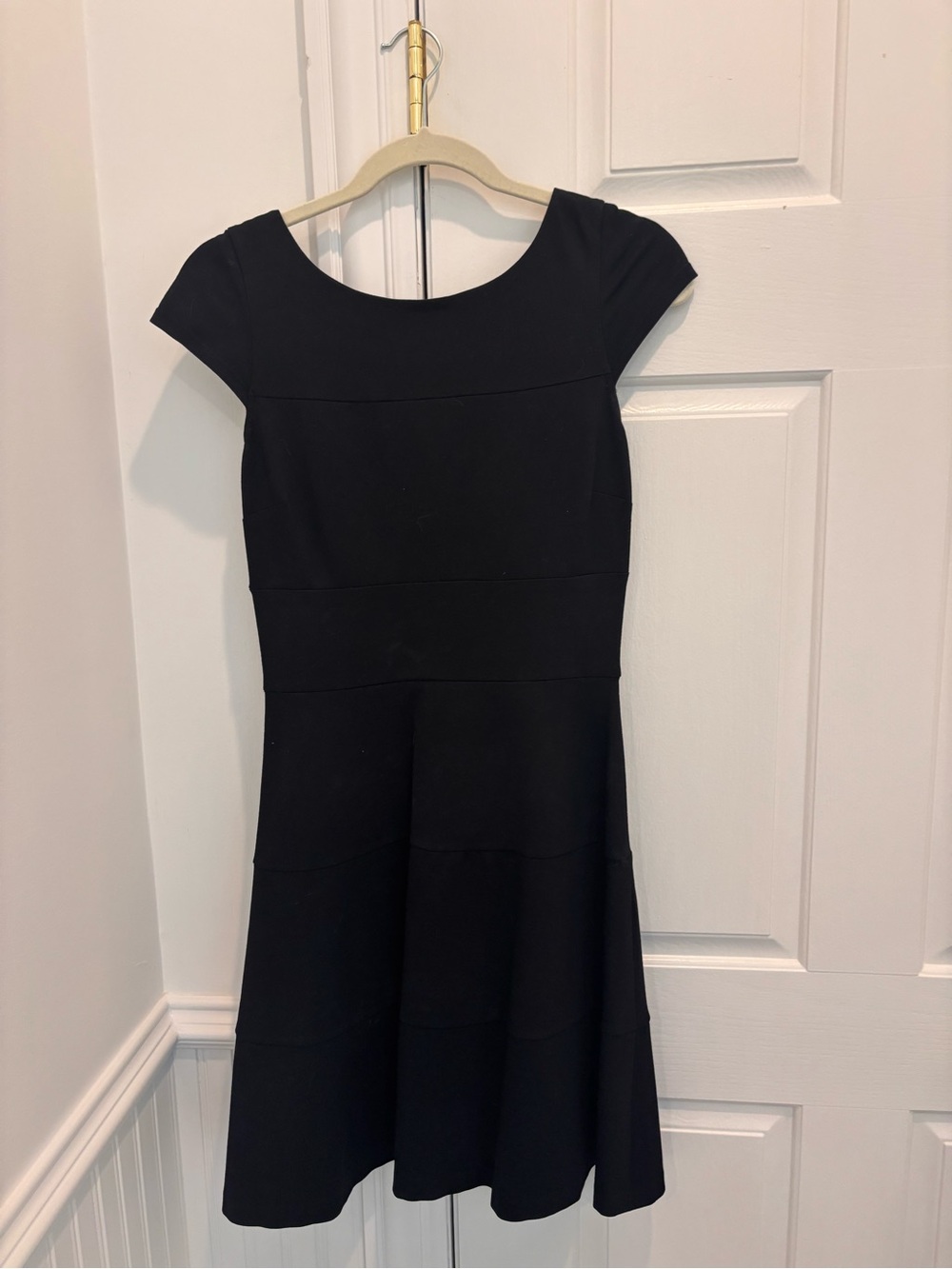 Banana Republic Black Cap-Sleeve Fit & Flare Mini Dress